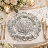 Assiette de Présentation Premium en Plastique de 13 Pouces avec Texture Élevée Élégante pour la Décoration de Table de Fêtes, Mariages et Événements