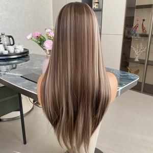 Nueva Promoción, Peluca de Cabello Sintético Liso, 13x4, 22 Pulgadas, Color Chocolate Marrón, Frente Transparente, Resistente al Calor, Línea de Cabello Natural - Product Image 6