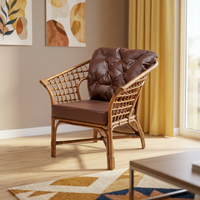 Fauteuil en rotin artisanal DOLCEVITA, chic, confortable et minimaliste, pour salon, bureau à domicile, design asiatique moderne, Indonésie, maison, hôtel