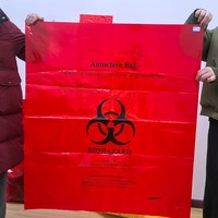 Sacs à déchets médicaux biohazard rouges en PP 90x100cm, résistants aux perforations et aux hautes températures, emballage jetable