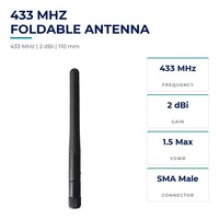 Antenne pliable en caoutchouc 433 MHz 2 dBi SMA mâle 50 Ohm TPE pour télécommande, transmission de données sans fil, IoT
