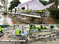 Fontaine oscillante 3D avec LED RGB DMX512 à changement de couleur, faisceau circulaire super puissant pour spectacle en lac de parc urbain