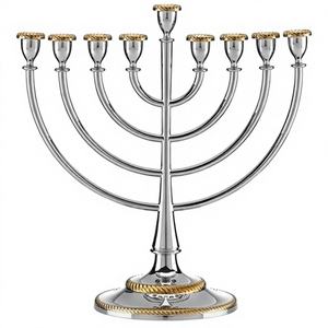 Menorah de 9 Brazos de Aluminio Brillante, Personalizada, Arte Moderno, Ecológica, Hecha a Mano, Decoración Duradera para el Hogar para Días Festivos Religiosos - Product Image 1