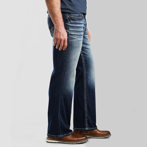 Jeans pour hommes tricotés à taille moyenne pour l'hiver vintage personnalisés Jeans pour hommes délavés en bleu stretch droit brodé poches <span class=keywords><strong>arrière</strong></span> en vrac - Product Image 2