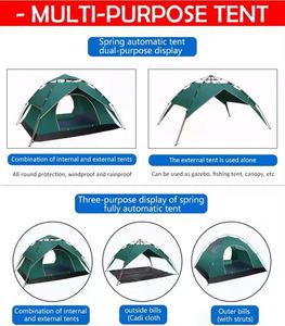 Factory OEM One Bedroom Four-Season <b>Waterproof</b> Camping 3-4 Person Automatic Pop Instant Outdoor Polyester Double Layer <b>Tent</b> - Product Image 2