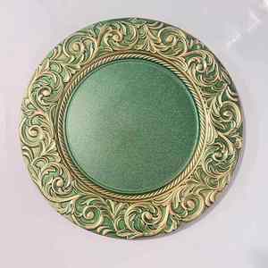 Luxury Green Charger <b>Plates</b> Set Elegant Vintage Wedding & Dinner <b>Plates</b> for Dishes Presentation - Product Image 1