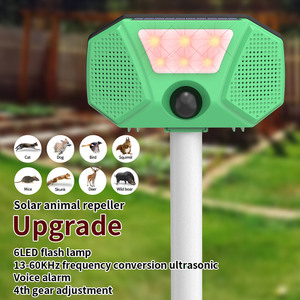 เครื่องไล่สัตว์พลังงานแสงอาทิตย์แบบปรับได้ 4 ระดับ พร้อมไฟ LED สโตรบ กันน้ำ IP66 สำหรับไล่แมว สุนัข กวาง - Product Image 1
