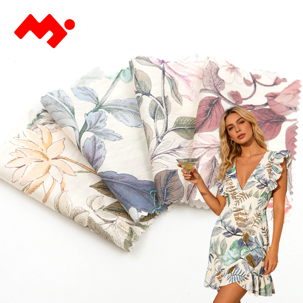 China Eco-Friendly Woven Rayon Printed Twill Slub Viscose Fabric for Girls & Boys Pajamas and Dresses