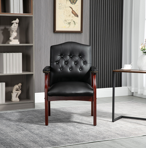 Fauteuil d'appoint en cuir OE HOME pour salon avec accoudoirs rembourrés, dossier mi-haut ergonomique, design moderne et transitoire - Product Image 3