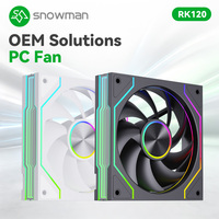 Ventola per Case PC Gaming SNOWMAN RK120-BK-ARGB 120mm con Illuminazione ARGB, Cuscinetto a Fluido, Silenziosa 20dBA, Sincronizzazione 5V e Collegamento a Catena