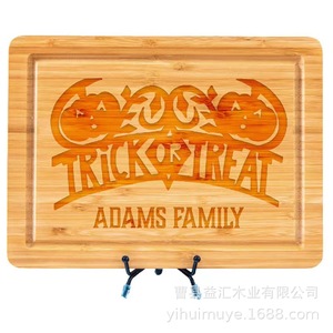 เขียงไม้ไผ่ขนาด 30x20 ซม. ลายสลักเลเซอร์รูปฟักทอง สำหรับใช้ในครัวเรือน - Product Image 4