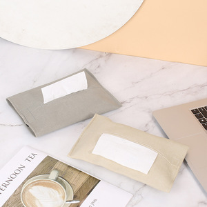 กล่องกระดาษทิชชูพีวีซีสไตล์ญี่ปุ่นสีเบจสำหรับใช้ในรถยนต์บ้านห้องน้ำดึงทิชชูออกได้กันน้ำกันฝุ่นกล่องเก็บของ - Product Image 2