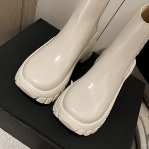 Cialisa-zapatos de suela gruesa para mujer, cuñas de punta redonda, tacones altos gruesos, botas de diario Chelsea, botines cortos concisos, gran oferta - Product Image 6