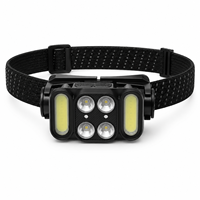 Lampe frontale à détecteur de mouvement K362 XPE X4 COB, rechargeable par USB, lumière rouge, IPX4, bandeau réglable, portée 50m, camping, randonnée