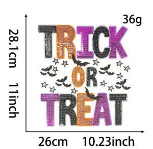 แพทช์ตกแต่งเสื้อผ้าหรือกระเป๋า ลายฟักทองผีน้อยน่ารัก ขนาดใหญ่ 28 ซม. ธีมฮาโลวีน สำหรับเทศกาล Trick or Treat - Product Image 2