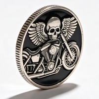 Pièce de collection 3D en métal argenté antique pour défi de club moto personnalisé – Fabricant