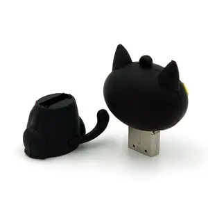 Baru Populer 3D Karet Kartun Kucing Model USB 2.0 Stik Memori Flash Pen Drive Kartu U Disk Gratis Sampel