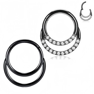 Stainless Steel Seamless Nose <b>Ring</b> Zircon Inlay Cartilage Piercing Jewelry 316L Round Shape Gift For Women Men - Product Image 2