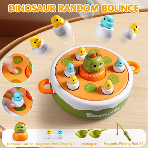 Jeu de société 4-en-1 Dinosaure EPT avec plateau musical rebondissant, pêche magnétique et jouet de capture pour enfants - Product Image 3