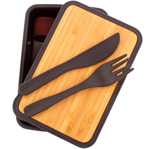 Tái Chế PP Nhựa Hộp Ăn Trưa Tre Bìa Hộp Ăn Trưa Bộ Đồ Ăn Bộ (Dao Và Nĩa) Và Sợi Tre Đàn Hồi Bento Hộp 500Ml - Product Image 2