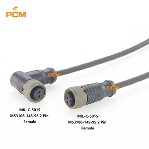 Cable MIL-C-5015 de <span class=keywords><strong>2</strong></span> pines hembra a hembra en ángulo recto, especificación militar MS3106-14S-9S para equipos de prueba de sensores industriales y acelerómetros - Product Image 2