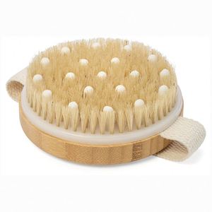 Custom Logo Dry Body <b>Brush</b> Boar Bristles Exfoliating Bath <b>Brush</b> <b>Round</b> Wooden Massage Body <b>Brush</b> - Product Image 1
