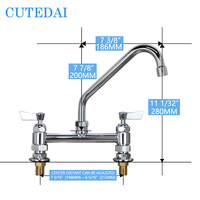 Centre réglable 196-212mm montage sur pont 2 trous cuisine mitigeur évier robinet pour évier à main pour évier de bar avec bec de 8 pouces