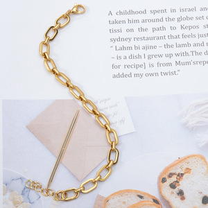 Bracelet en Chaîne à Maillons en Acier Inoxydable |   Bracelet à maillons épais plaqué or 18 carats PVD, réglable, bijoux minimalistes - Product Image 4