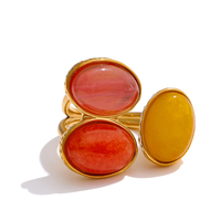 Bague tendance XY 7040 pour femme, accessoires de mode, acier inoxydable, pierre d'agate naturelle, perle, bijoux