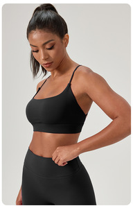 Soutien-gorge de sport croisé pour femme, col carré, avec coussinets amovibles, respirant, maintien moyen, pour le yoga et la gym, vente en gros - Product Image 3