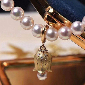 Colgante de Plata S925, Accesorio para DIY con Soporte Vacío, Collar de Campanas de Viento con Cuentas de 6-8mm, Collar de Perlas 30465 - Product Image 1