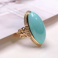 Bagues en alliage plaqué or 18 carats avec pierres vertes, bijoux rétro à la mode pour femmes, vente en gros personnalisée