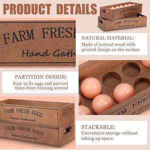 2 Pieces Farm <strong>Wooden</strong> Eggs Crate for 12 Fresh Eggs Stackable <strong>Wooden</strong> Crates for Display Rustic Egg <strong>Storage</strong> <strong>Box</strong> With Handle - Product Image 4