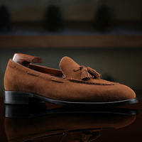 Mocassins pour hommes à pampilles, style britannique décontracté, chaussures à enfiler en cuir de vachette véritable de qualité supérieure, polyvalents et élégants
