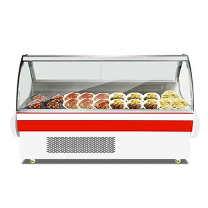 Ventilador de escaparate de carne de puerta de vidrio de una sola temperatura, refrigerador de exhibición Deli para carnicero