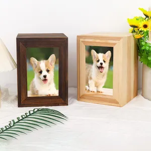 Wood Pet Urn For Dog Ashes Cremation Boxes Keepsake Box Pet Headstone Cat Urn Jewelry Memorial Picture Frame Memorial Bamboo