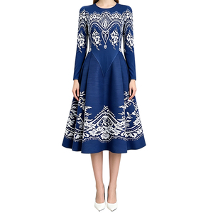 Gonna a Pieghe Stampata Ispirata a <span class=keywords><strong>Issey</strong></span> Miyake per il Mercato Estero, Design a Otto Pannelli, Elegante ed Elasticizzata, Taglie Plus per Donna - Product Image 1