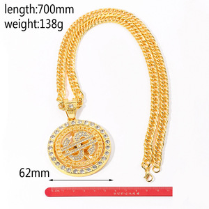 Alta calidad Hip Hop 70s 80s 90s accesorio chapado en oro dólar signo cadenas diamantes <span class=keywords><strong>de</strong></span> imitación para hombres rapero Digger <span class=keywords><strong>disfraz</strong></span> <span class=keywords><strong>de</strong></span> Halloween - Product Image 5