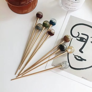 Épingle à cheveux en alliage métallique, perles élégantes, baguettes en métal, bâtonnets de cheveux en perles simples pour femmes, chignon épais et longs, <span class=keywords><strong>2023</strong></span> - Product Image 3