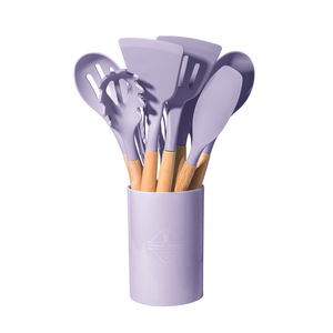 Nuovo Set di 12 Utensili da <span class=keywords><strong>Cucina</strong></span> in Silicone <span class=keywords><strong>con</strong></span> Manici in Legno - Product Image 5