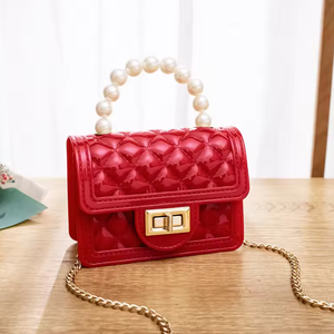 Cute wallet wholesale small handbag pearl chain children's jelly <b>mini</b> women's bag tote bag - Product Image 3