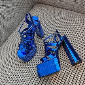 Neon Color Strange Sandalias Fashion Comfortable Sandals <b>Shoes</b> Chunky Platform Heels for Women - Product Image 5