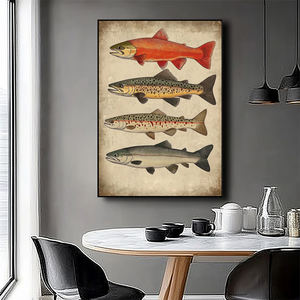 Salle à manger décor mer côtière affiches toile <span class=keywords><strong>peinture</strong></span> mur Animal impression Vintage pêche Art Mural - Product Image 1
