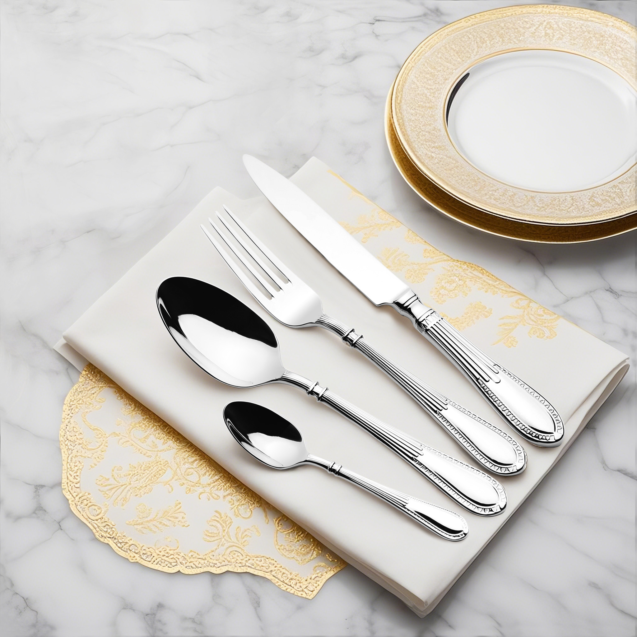 Modern Luxury 18/10 Stainless Steel Cutlery Set Mirror Polished Gold Spoon Silverware Flatware for Weddings and Hotels · image 4