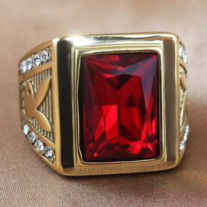 Men's Gold Square Stone <b>Ring</b> With Green Gemstone Everyday Wear Jewelry - Product Image 3