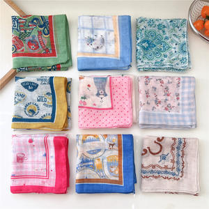 Été Nouveau Colorful Flower Printed Short Small Square Scarf Ladies 55*55CM Cotton Polyester Neck Tie Square Hair Scarf Bandanas - Product Image 3