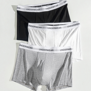 Mens Trunk Panties Brand Classic Grey White Logo Elastic Band Men's Underwear 91% <b>Micro</b> Modal 9% Spandex Boxer Brief for Men - Product Image 4