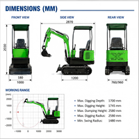 Mini-excavatrice compacte sur chenilles JL10 Air 950 kg, fabrication OEM, pour travaux agricoles, jardinage et construction.