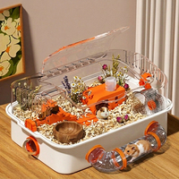 Grande cage à hamster portable sécurisée en acrylique, habitat spacieux transparent à vue complète, verrouillable, pour usage intérieur