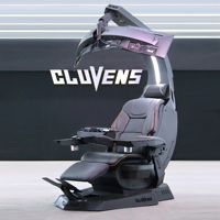 Cluvens Manticore, le plus grand cockpit informatique inclinable, station de travail pour jusqu'à 5 moniteurs, confortable pour le bureau à domicile, best-seller